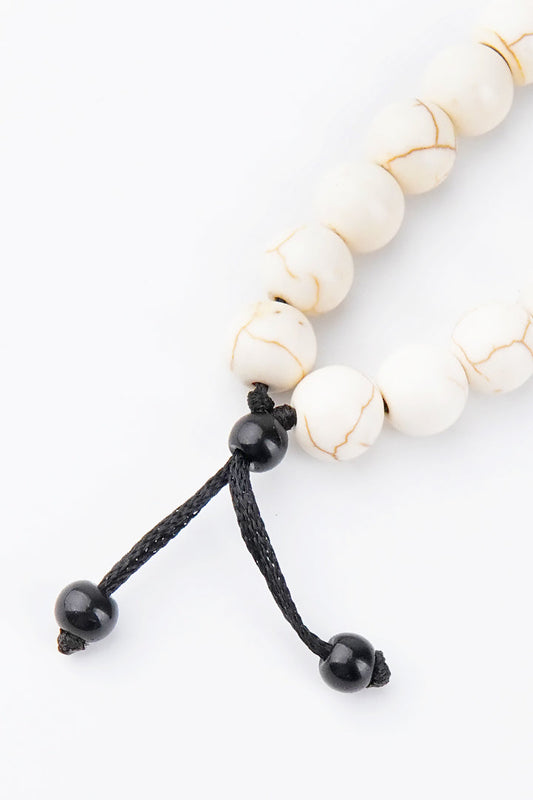 Adjustable Beaded Bracelet - Black & White