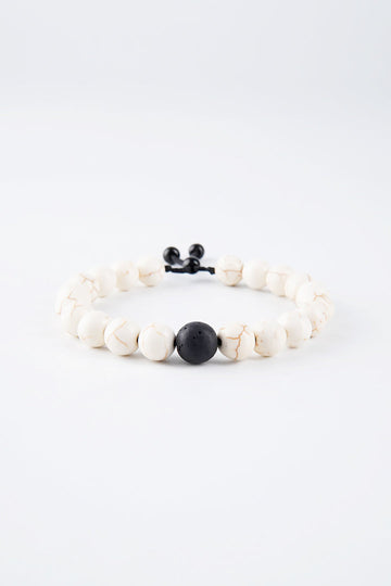 Adjustable Beaded Bracelet - Black & White