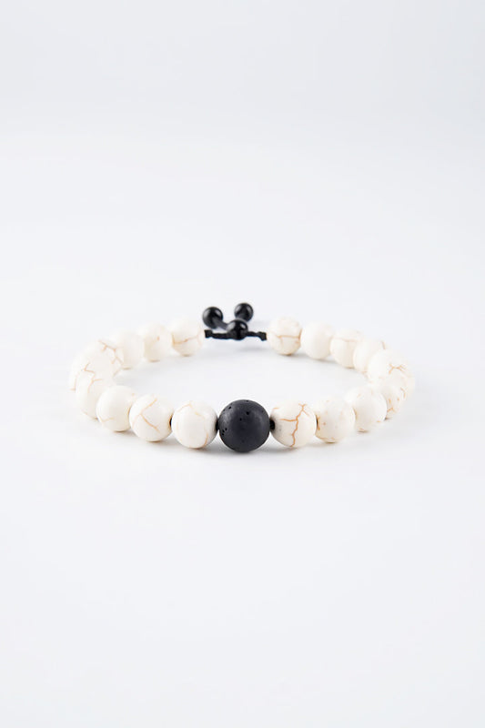 Adjustable Beaded Bracelet - Black & White